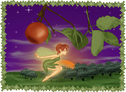This was the original scene I played around with for the fairy below. One of my favorite fairies still. It was made for a GV challenge; "Fairies in the Orchard" and the scene was inspired on a painting of an orchard.