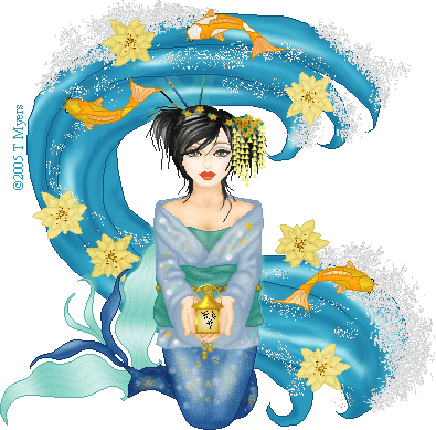 A geisha mermaid. Inspired by GV's asian theme. Lantern outline by my sis Sechmet.