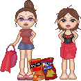 These little dolls were made for an activity in GV. It's a before and after of me ina  pool party. I love how the bag of Cheetos and Doritos turned out.